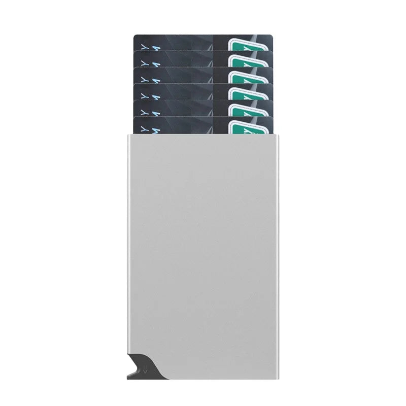 Vintage Aluminum Alloy Slim Wallet for Men & Women with RFID Protection No Closure Multi-Function Card Holder & Coin Pocket