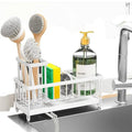 Kitchen Shelf Stainless Steel Sink Drain Rack with Brush Holder Sponge Cleaning Soap Organizer Storage Holder for Kitchen