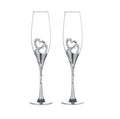 2026 Hot Selling Wholesale Lead Free Heart Shape Silver Metal Stand Champagne Flutes Wedding Toasting Drinking Glasses