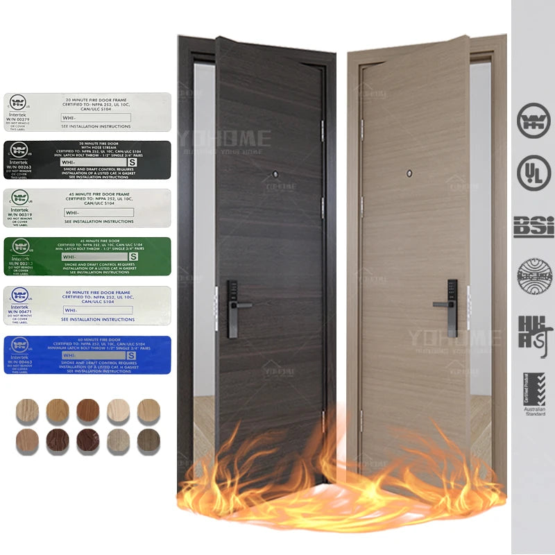 China Fire Door Manufacturer Custom Wooden Fire-rated Door 36x80 Inches for Interior Engineered Wood Fire Prevention Door