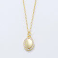 Minimalist 18k Gold Plated Clear Zircon Oval Charm Pendant 925 Silver Jewelry Necklace