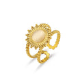 Ivanda Stainless Steel Gold Plated Open Rings Vintage Oval Gemstone Open Rings for Women Bijoux En Acier Inoxydable