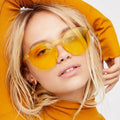 Jiuling Eyewear Classical Transparent Uv400 Lenses Sun Glasses Candy Color Cheap One Piece Round Frameless Sunglasses