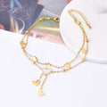 In Stocks Double Layer Foot Chain Anklet  Waterproof Fine Jewelry Anklet 18k Gold Plated Stainless Steel Chain Anklets for Women