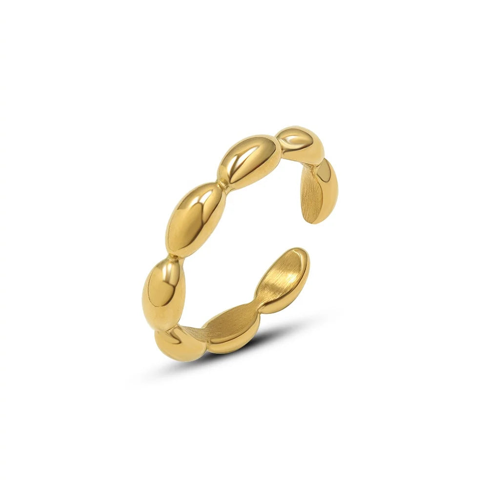 Marka French Style Ring Geometry Oval Splice Ring Ins Non-fade Stainless Steel Ring Gold Color Wholesale