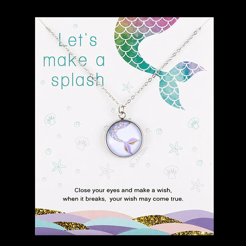 Summer Beach Jewelry Gift for Her Wedding Bridesmaid Gift Sand Dollar Mermaid Pendant Necklace for Women