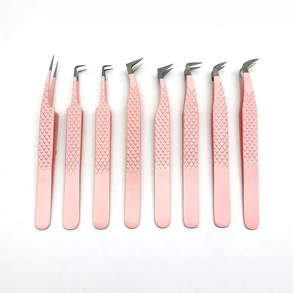 Private logo Wholesale Fiber Tip Lash Tweezers Custom Colors Easy to Pick 90 Degree Eyelash Extension Tweezers