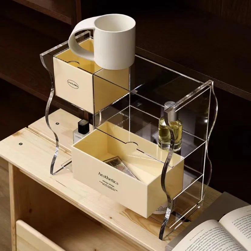 Custom Stainless Steel Dust-Proof Acrylic Desktop Drawer Rack Plastic Cosmetic Storage Box for Bathroom Living Room for Jewelry