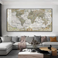 World Retro Map Living Room Decoration Painting Sofa Background Wall Horizontal Version Large Painting Office Wall  Painting