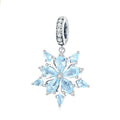 Factory Wholesale 925 Sterling Silver Snow Charm with Blue Zircon Setting for Bracelet Making Christmas Gift
