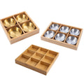 Bamboo Wooden Multi Compartment Stainless Steel Eco-Friendly Serving Plates with Nine-grid Design Metal Tableware Snack Plate