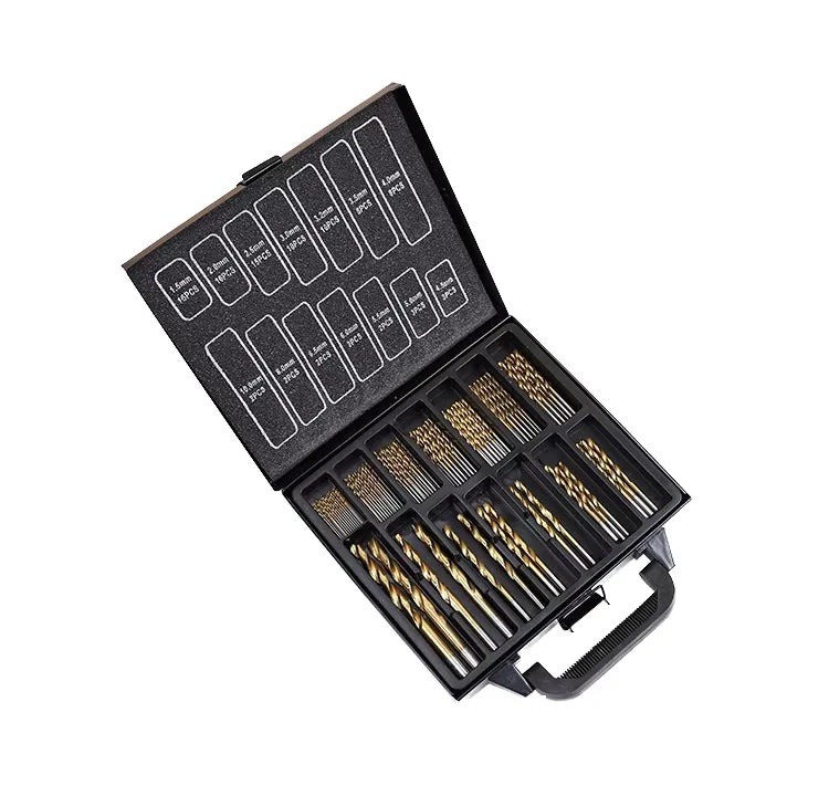 XMGT 99PCS Titanium Nitride Coated HSS Cobalt Drill Bit Set for Wood & Metal Working Hand Tools with Metal Box