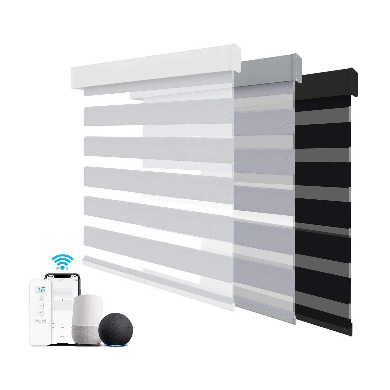 120-Inch Motorized Battery-Operated Luxury Electric Roller Blinds Smart Phone Remote Controlled Day Night Use Diy Zebra Blinds
