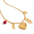 J&D Summer Waterproof Stainless Steel PVD Gold Plating Texture Heart Leaf Dry Bud Necklace