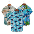 Custom New Design Digital Printing Short Sleeves Hawaiian Button up Shirt Aloha Linen Shirts for Men