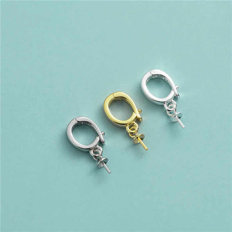 Personalized 925 Sterling Silver Oval Pendant Clasp Pinch Bails for Jewelry Making Accessories Wholesale