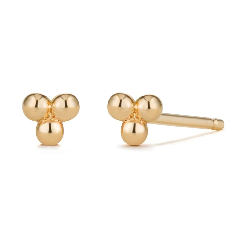 Milskye Latest Female 925 Sterling Silver Jewelry 18k Gold-plated Mini Beaded Stud Earrings