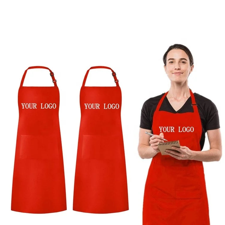 Adjustable Cotton Sleeveless Chef Bib Apron Custom Christmas Design with Pockets Waterproof Kitchen Cooking Bibs