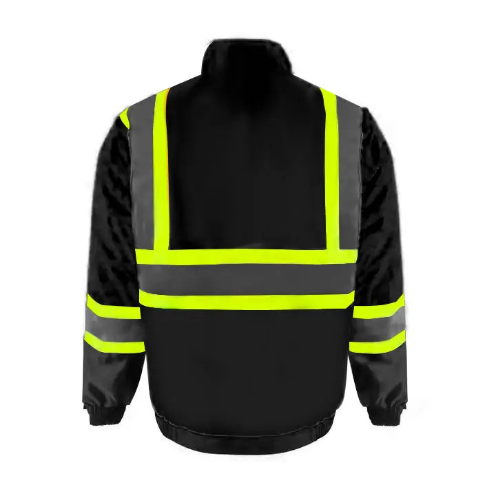 Custom logo Hi Vis Safety Bomber Jacket Class 2 Wholesale Construction Black Safety Jacket