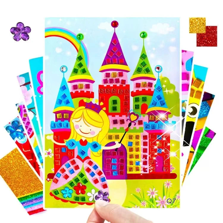R-01-12 Big Gem Stickers Kindergarten Educational Puzzle Toys Mosaic EVA Sticker for Kids