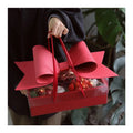 5PCS Rose Bow Flower Box Elegant Ribbon Handle Fruit Snack Big Red Bowknot Gift Clear Flower Cake Box for Birthday Mother's Day