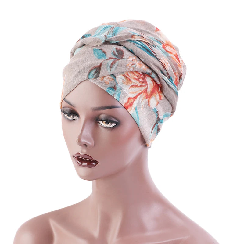 Women Top Knot DIY Bandana Turban Head Wrap Voile Hair Turban Plain Solid Long Head Scarf WJ-23/24