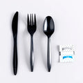 250 Plastic Cutlery Packets - Knife Fork Spoon Napkin Salt Pepper Sets White Individually Wrapped Cutlery Kits
