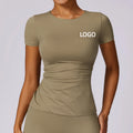 Wholesale Women Sports Short Sleeve T-shirt Workout T Shirts Quick Dry Nylon Spandex Yoga T Shirt for Girls
