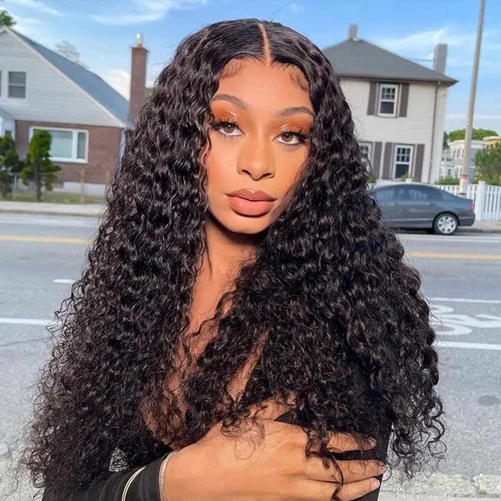 16inch Curly Lace Front Wig Natural Black Human HairLoose Curly Hair WigsFor Black Women Hair Wigs