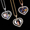 RubySub Hip Hop Heart Bling Double Sides Rotating Sublimation Necklace Sublimation Jewelry Necklace