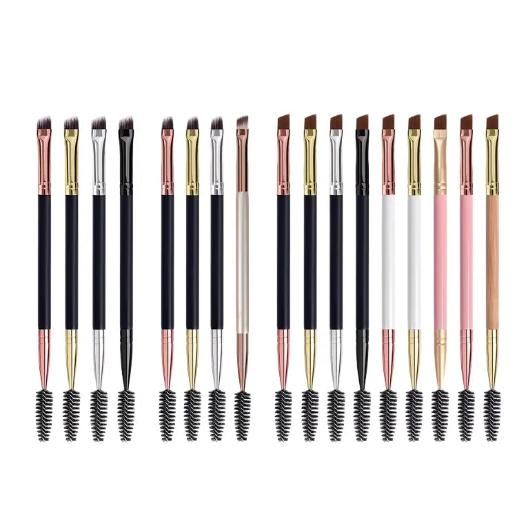 ABS Eyelash Mascara Brushes Dual Ended Eyelash Curler with Brush Lash Clean Brow Perfect Angled Double Eyelash Brush logo