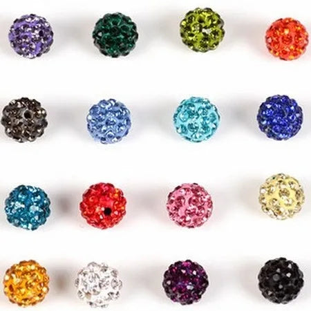 DIY 10mm Round Loose Polymer Disco Ball Clay Crystal Rhinestone Bubblegum Beads for Jewelry Making