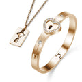 Factory Produce Customised Wholesale Fashion Fine Jewelry Stainless Steel From China love Locks Key Couple Jewelry Set