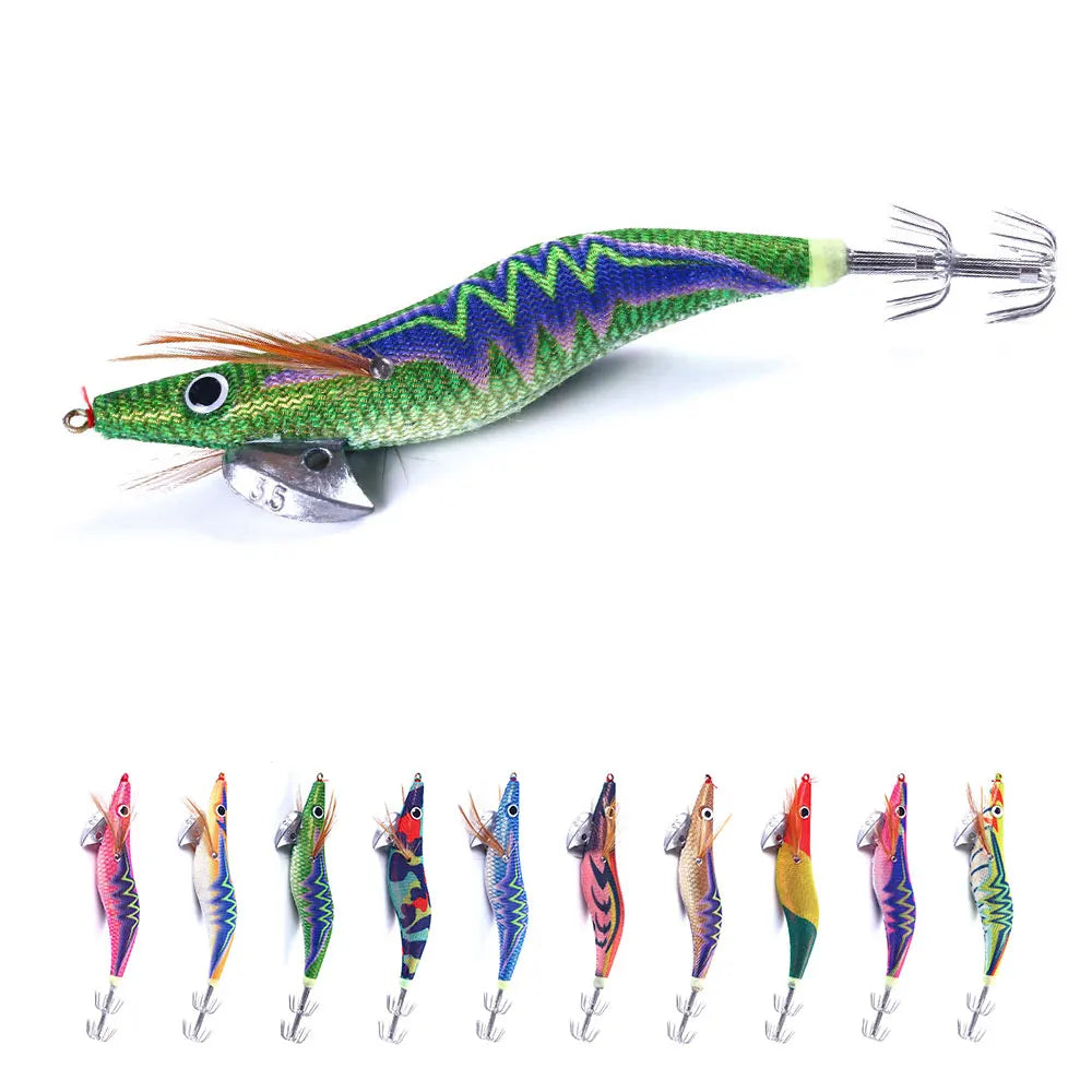 3.5# 4cm 20g  Octopus Bait Double Squid Swivel Hooks Hard Baits Luminous SaltwaterJapanese Cloth Squid Jigs