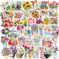 50pcs Ins Flower Waterproof PVC Graffiti Decorative Sticker Packs for Bottle Luggage Notebook Cup Phone Laptop Helmet