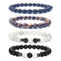 8MM Geometric Tiger Eye Natural Stone Beads Lava Rock Black Crystal Beaded Bracelet Set Stretch Unisex Trendy Gift