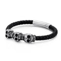 KALEN Punk Skeletons Braided Black Bracelet Jewelry Men