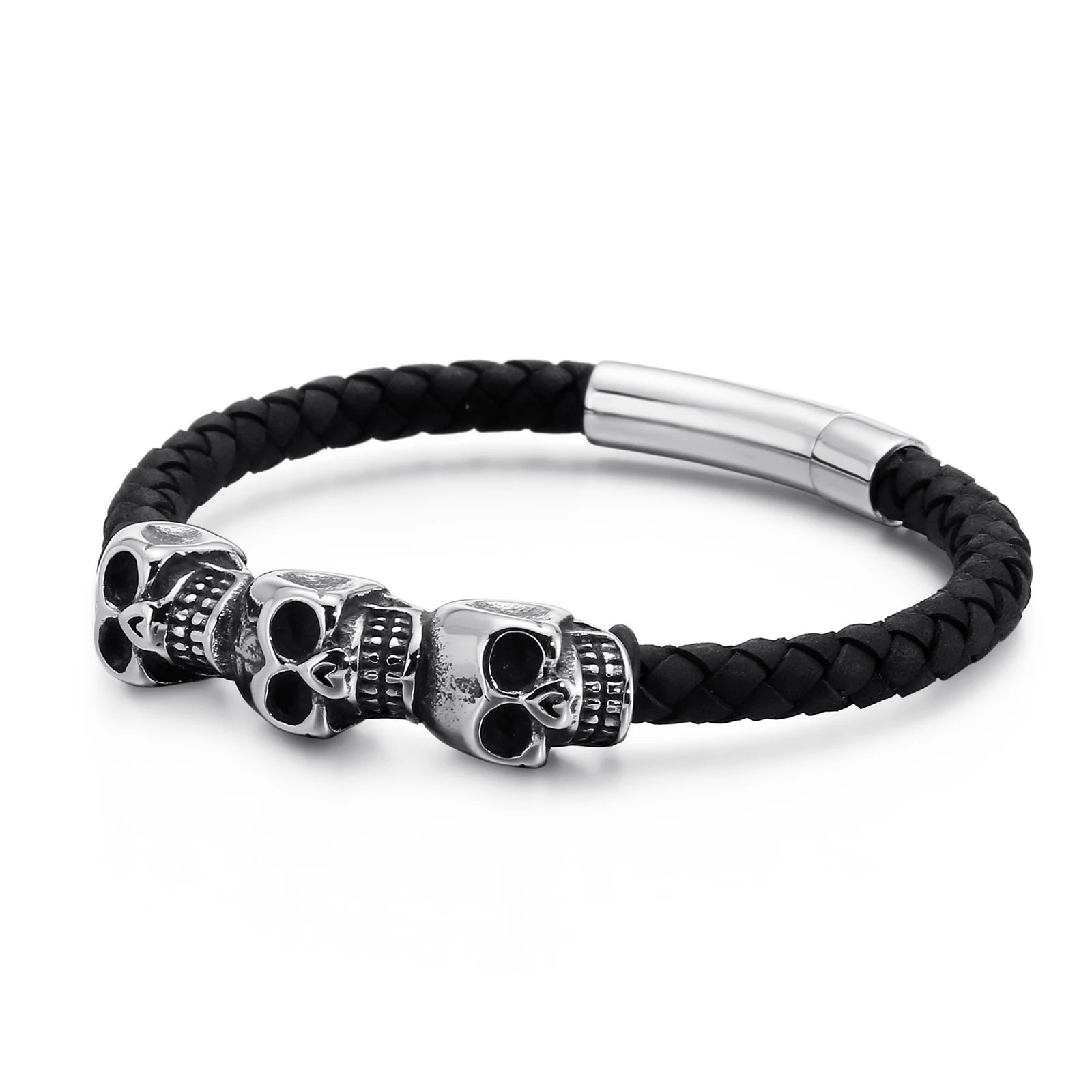 KALEN Punk Skeletons Braided Black Bracelet Jewelry Men