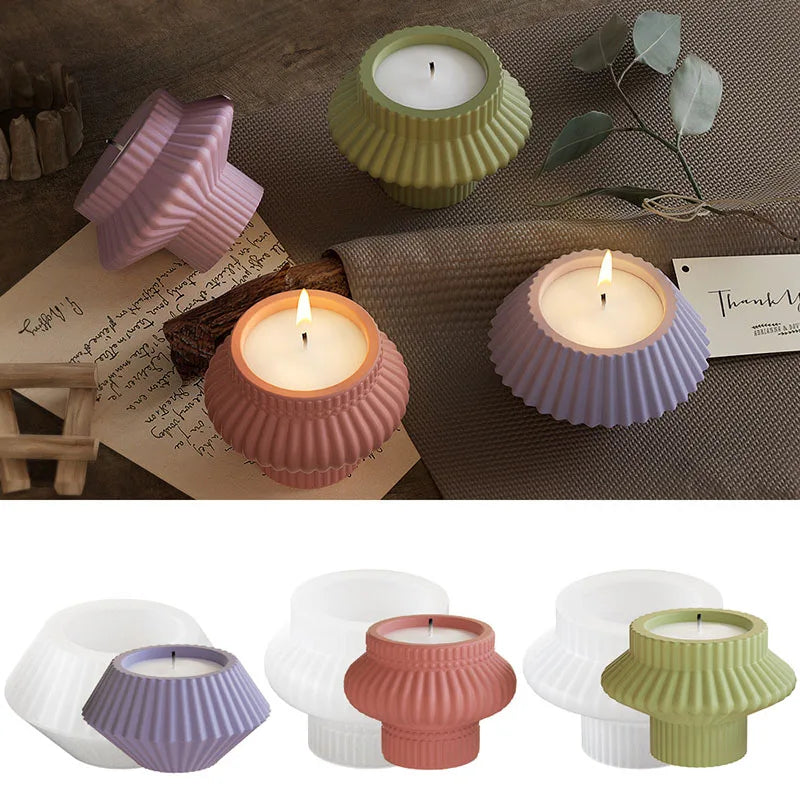 Early Riser Resin-striped lantern geometric jar candle holder aromatherapy candle cup silicone mold
