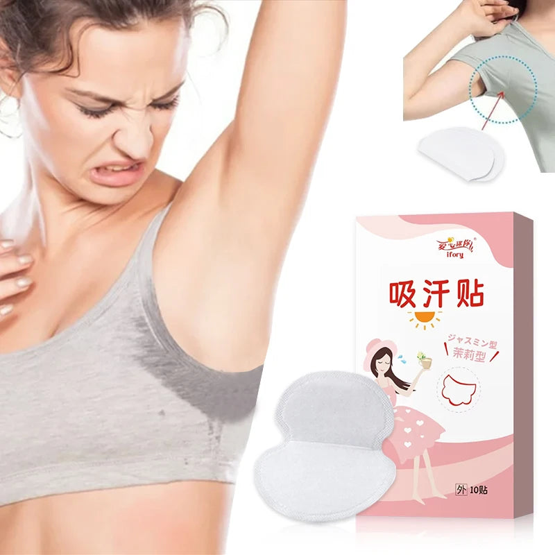Hot Sale Jasmine 10 Pcs Underarm Armpit Sweat shields Pads OEM Factory Cotton Anti Sweat Pads Sweat Absorbing Antiperspirant