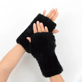 Wholesale Women's Winter Gloves Real Rex Rabbit Fur Braided Half-finger Warm extra Thick Leaky Finger Fur Gloves
