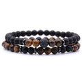 Luxury Natural Universe Gem-stone Genuine Stone Black Zircon Bead Charm Bracelet 2pcs Pack 6mm Elastic Cord Bracelets Jewelry