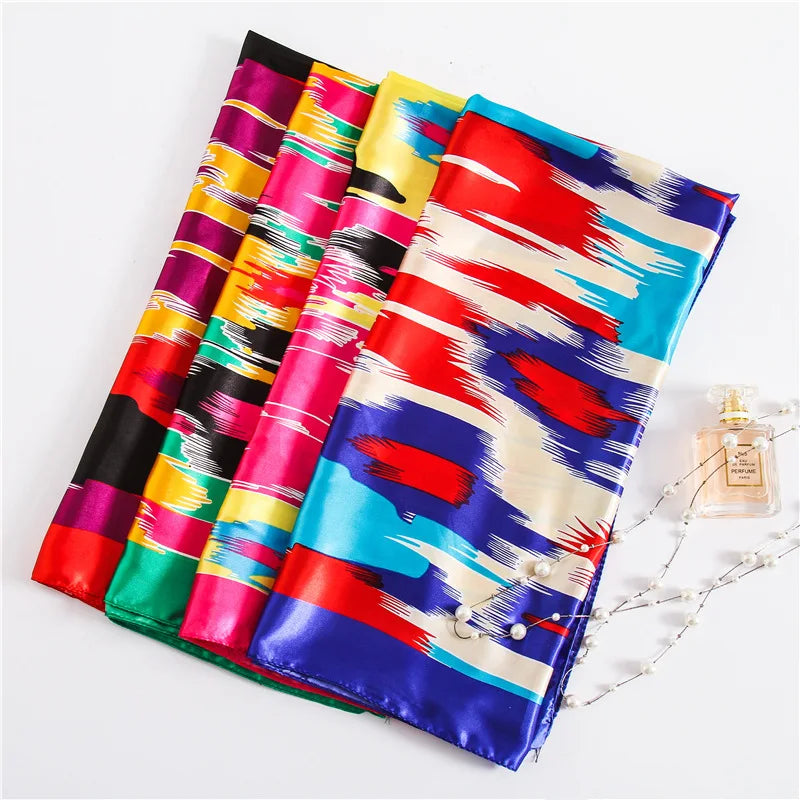 2026 New Hot Sale Wholesale Bandana Head Wrap square Silk Feel Satin Scarf 90x90 square Satin Head Scarf Satin