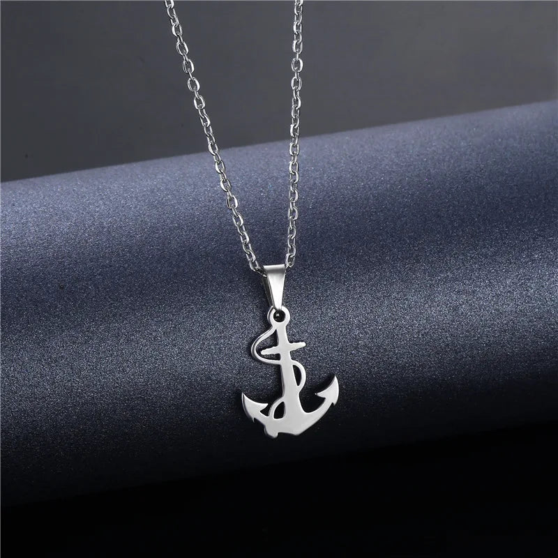 Waterproof Stainless Steel Sailors Anchor Pendant Necklace for Men Women Fashion Summer Beach Necklace Jewelry Wholesale