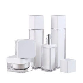Classic Square Acrylic Double-Layer Pump Sprayer Bottle Set 30g 50ml 100ml Capacity Empty Cream Lotion Skin Care Serum Packaging