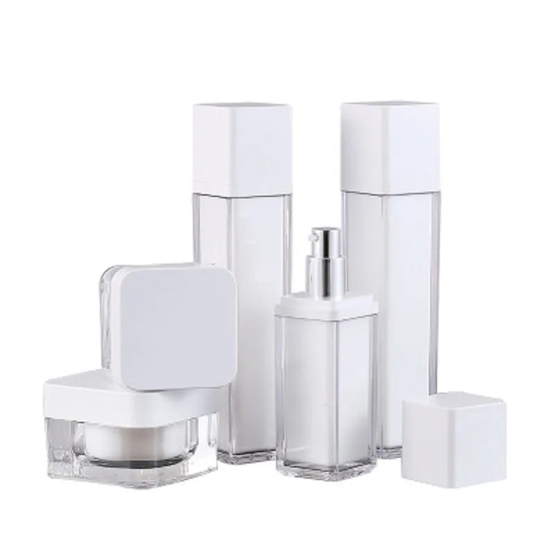 Classic Square Acrylic Double-Layer Pump Sprayer Bottle Set 30g 50ml 100ml Capacity Empty Cream Lotion Skin Care Serum Packaging