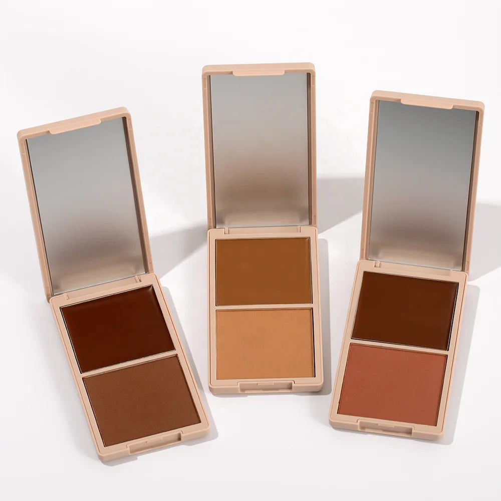 OEM Two Textures Face and Body Cream Powder Contour Pressed Palette Long Lasting Private Label Bronzer Palette