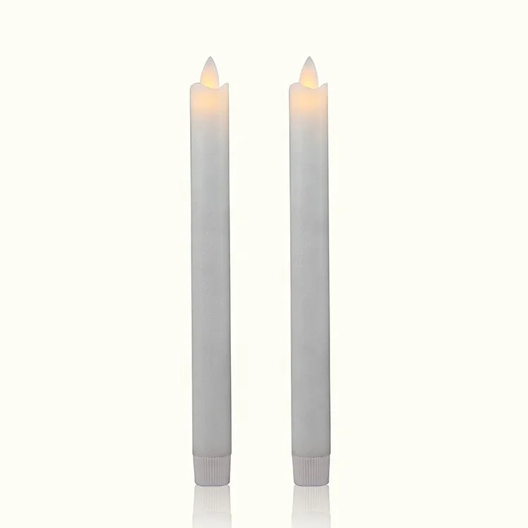 Home Decorative White Moving Flame Real Wax Melted Edge Electric Flameless Wedding LED Taper Candles