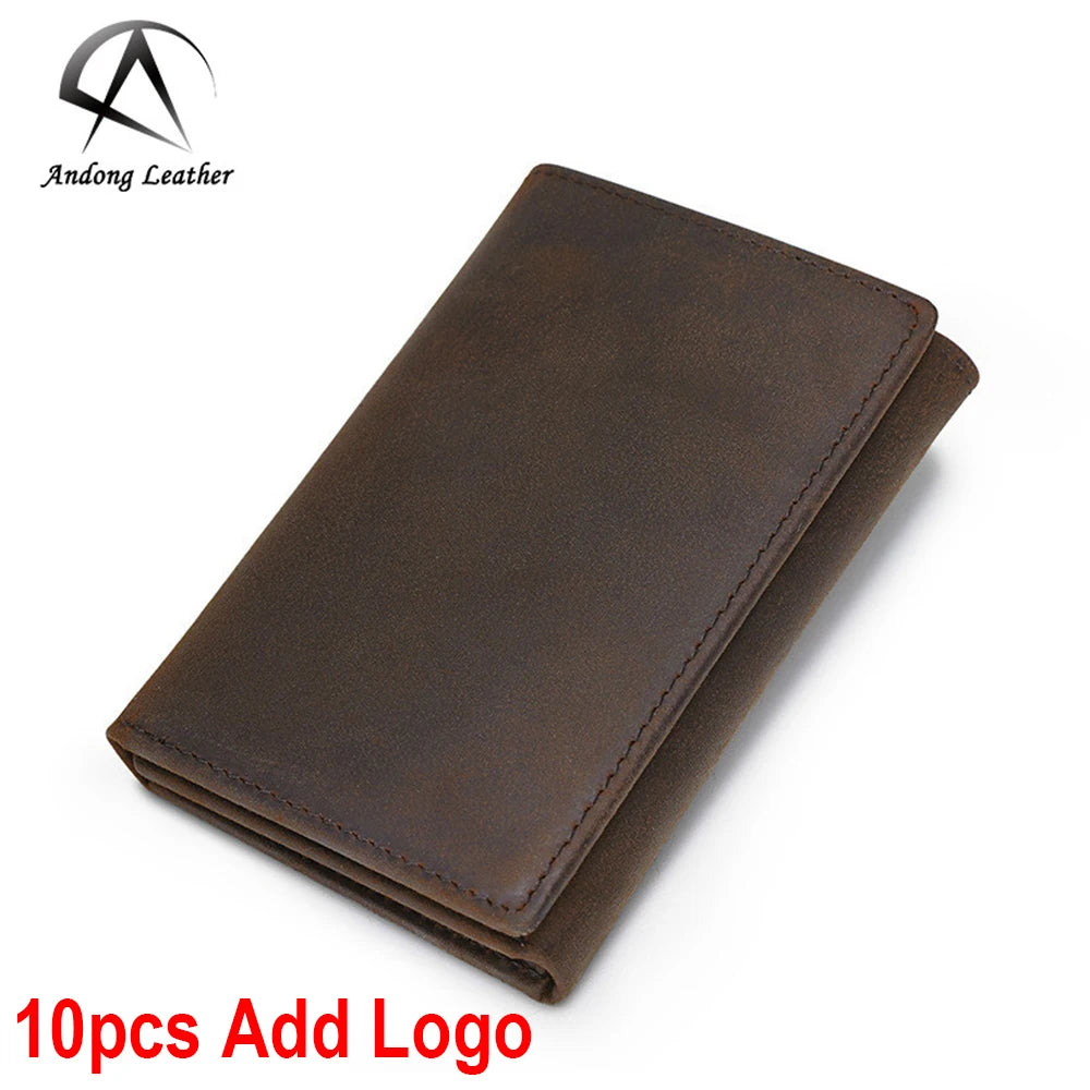 Andong Leather RFID Short Wallets for Men Genuine Cow Leather Business Clutch Bags Multi Card Holder Trifold Man Wallet Purse