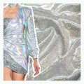 Hot Sale Shimmer Polyester Stretch Laser Density Glitter Shiny Spandex Hologram Holographic Fabric Shimmer for Garment